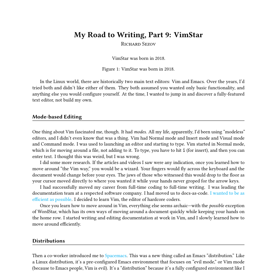The article/handout is a basic format with a title, subtitle, author, headings, and page numbers.