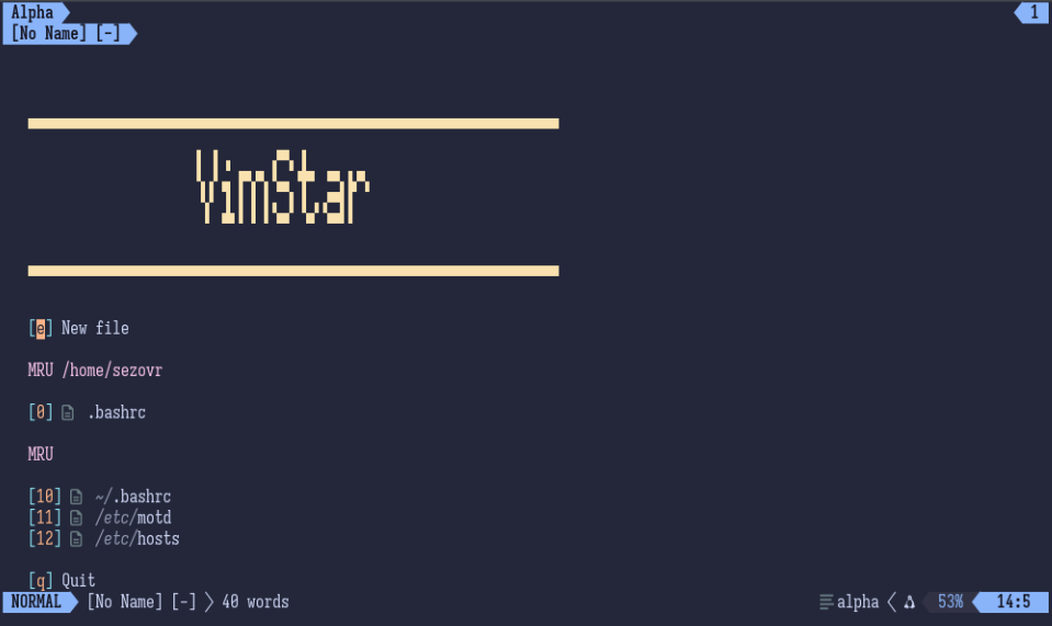 VimStar dashboard